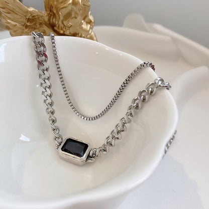 Geometric Square Necklace Female