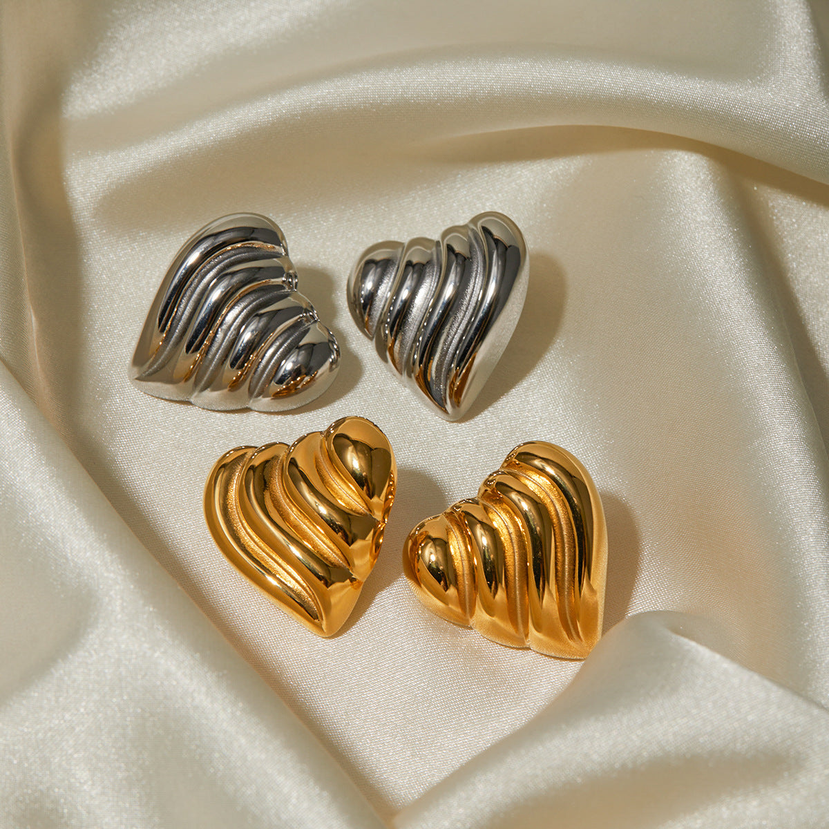 Wave Heart Earrings