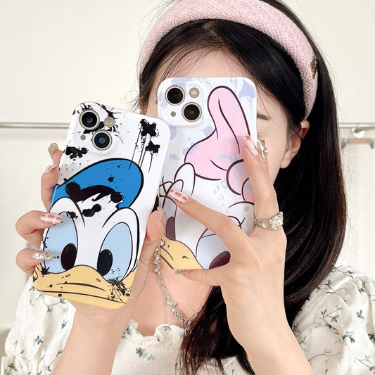 Donald Duck Film Case iPhone15 Pro 13 XR SpongeBob Couple Cover