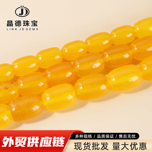 Optimized yellow chalcedony bucket beads loose beads