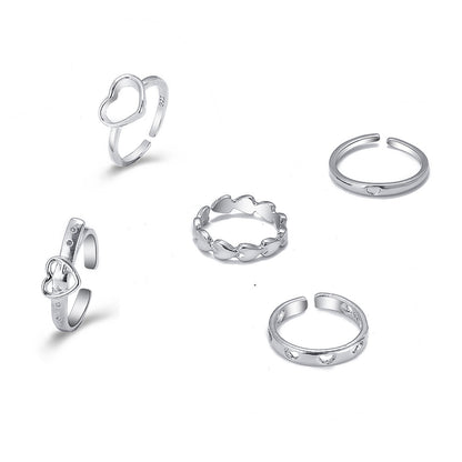 Open Heart Ring 5-piece Hollow