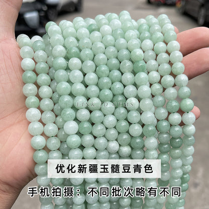 Perlas sueltas de calcedonia de Xinjiang, cuentas redondas de jade de colores 