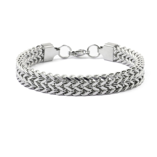 Titanium steel double row men's 8-12mm stainless steel bracelet