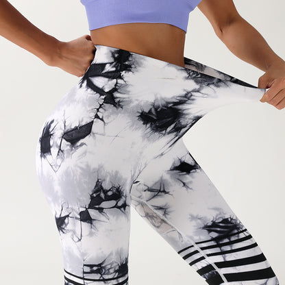 Euro Trendy Tie-Dye Seamless High-Waist Butt-Lifting Yoga Pants