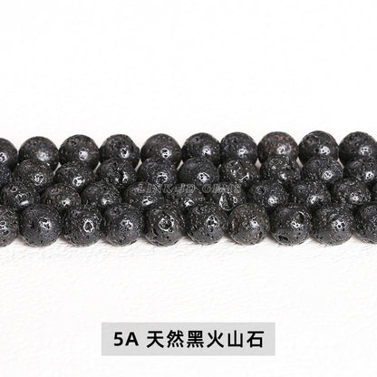 Black volcanic stone round beads lava stone loose beads