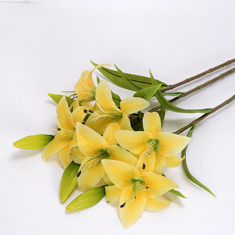 2 flowers and one bud long branch lily artificial flower