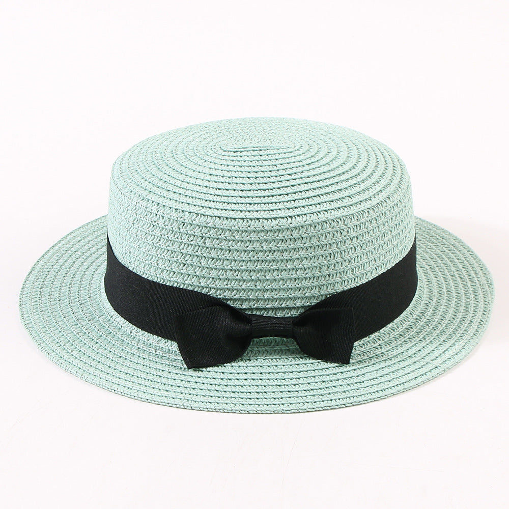 Sombrero de paja vintage coreano con lazo 