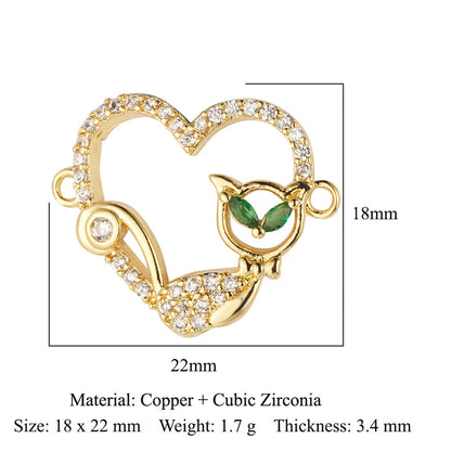 Copper zircon pendant, love shell pendant.