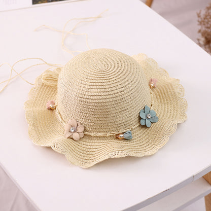 Girls' Straw Hat Crossbody Bag Set Fashion Princess Outdoor Beach Sun