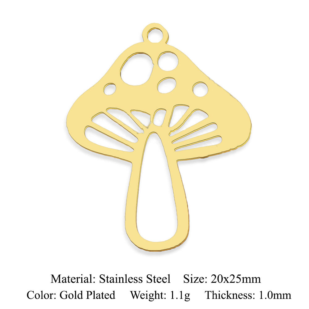 5 pcs/titanium-covered steel DIY sunrise love mushroom pendant.