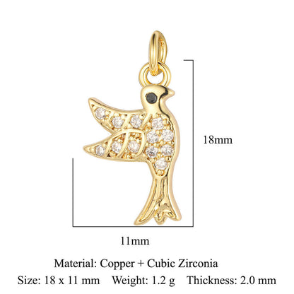 Copper Zircon Pendant Dog Claw Snake Bird Pigeon