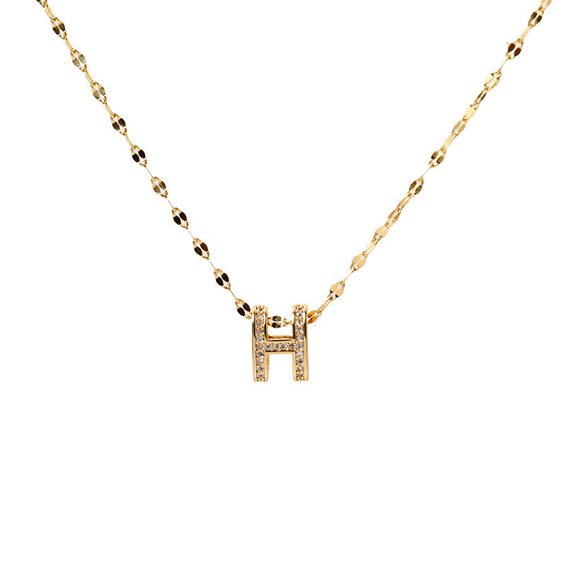 Stylish Titanium Steel Letter H Necklace for Women