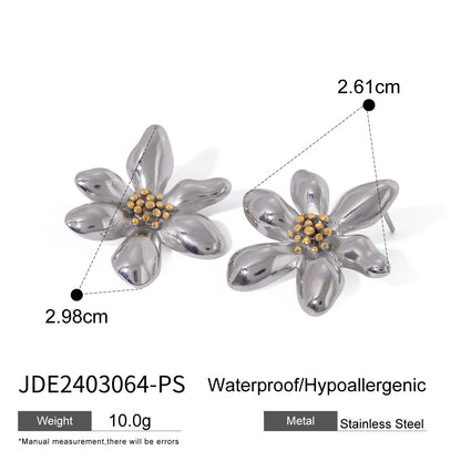 Women's titanium steel flower earrings