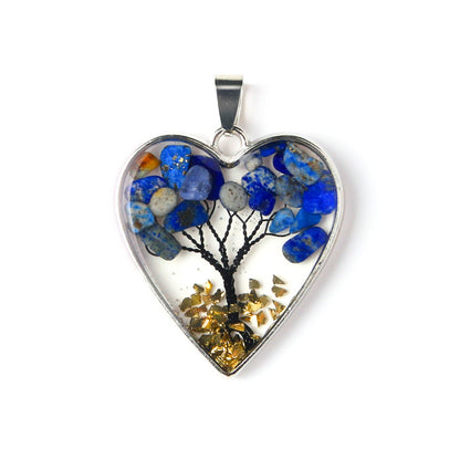 Love shape tree of life gravel resin handmade pendant