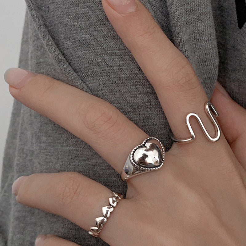 Heart ring open 3 piece ring