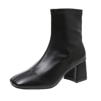 Korean version of square head high-heeled fashion boots