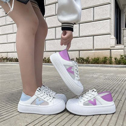 Verano nuevos zapatos de punta grande de color degradado para mujer. 