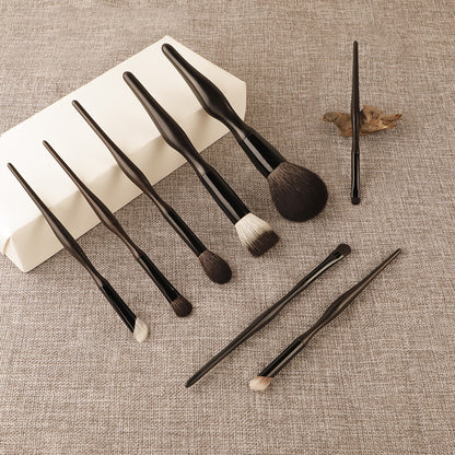 Purple Sandalwood and Brocade Wood 8-Piece Makeup Brush Set