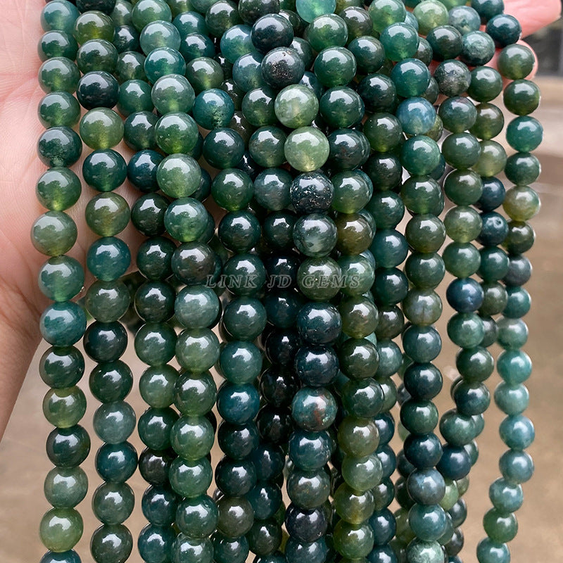 Pulsera de cuentas redondas de ágata verde con cuentas sueltas de ágata natural 5A 