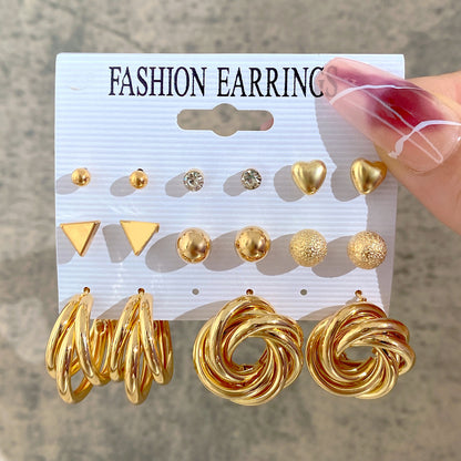 Metal Hoop Earrings Set 6 Pieces