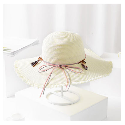 Wide Brim Fringe Straw Hat Women Beach Wide Brim Summer Sun Fashion