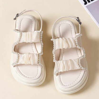 Thick-soled sponge cake one-button beach shoes