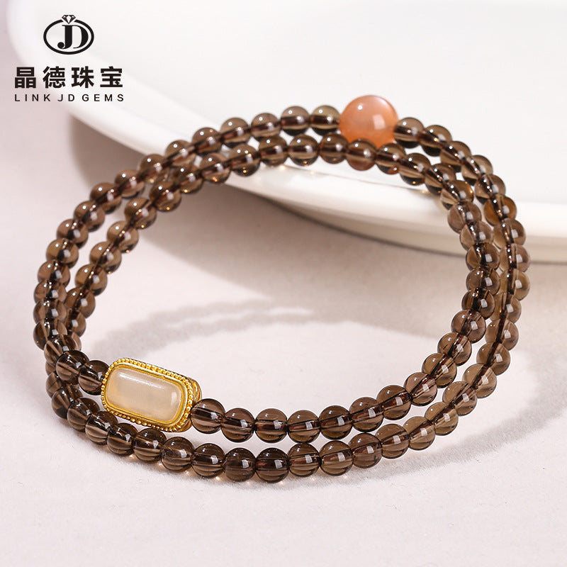 7A Natural Tea Crystal Orange Moonstone Bracelet