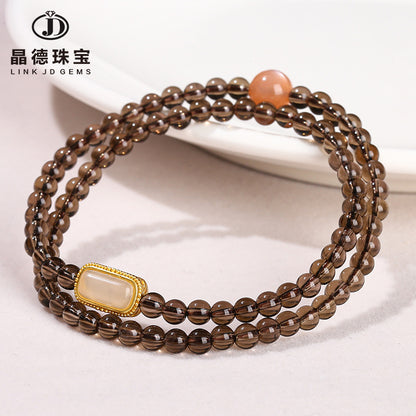 7A Natural Tea Crystal Orange Moonstone Bracelet