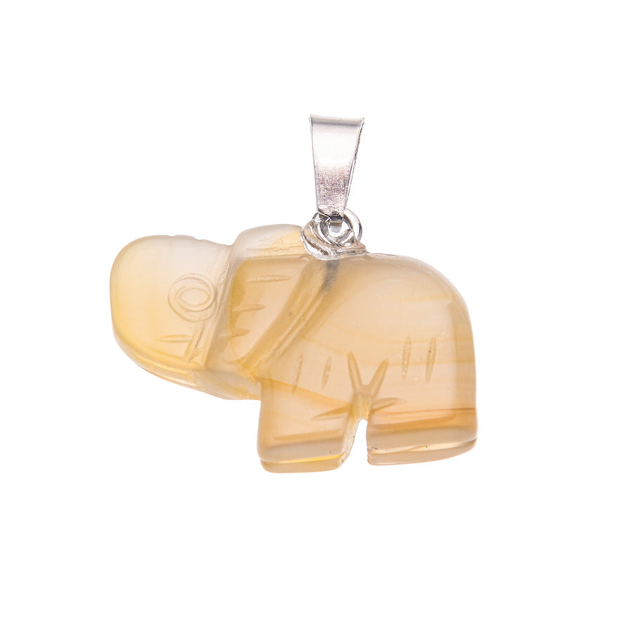 Crystal Animal Carved Elephant Pendant