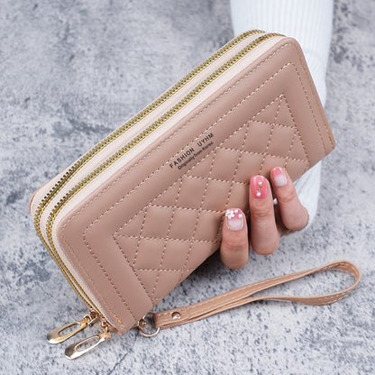 Mobile phone bag double zipper money card bag