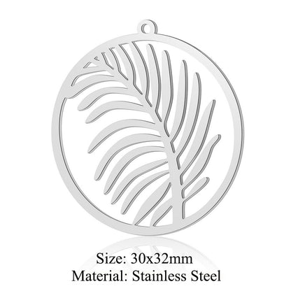 5 pcs/bag leaf branch titanium steel pendant