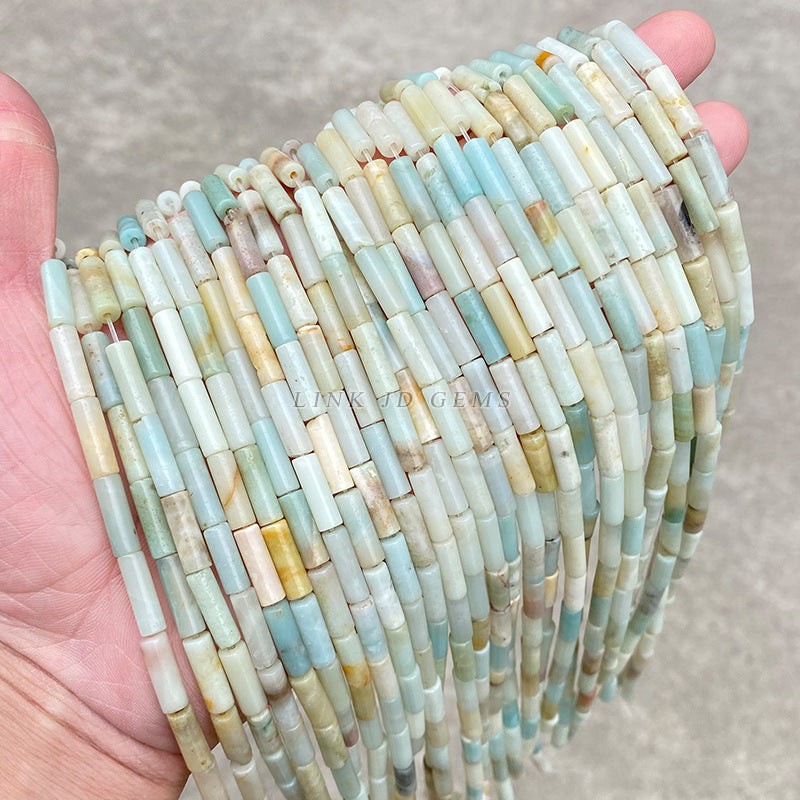 4 * 13M natural Amazonite tubular beads