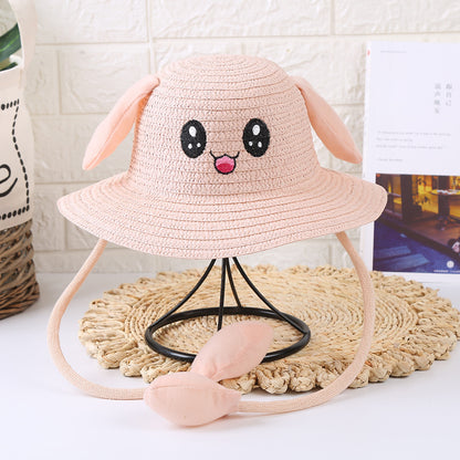 Hot Ears Move Hat Baby UV Protection Cute Cool Bunny Straw