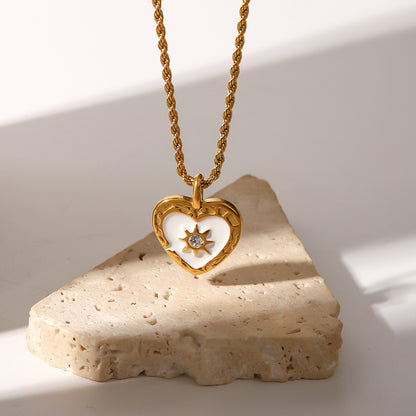 Transparent Zirconia Heart Pendant Necklace