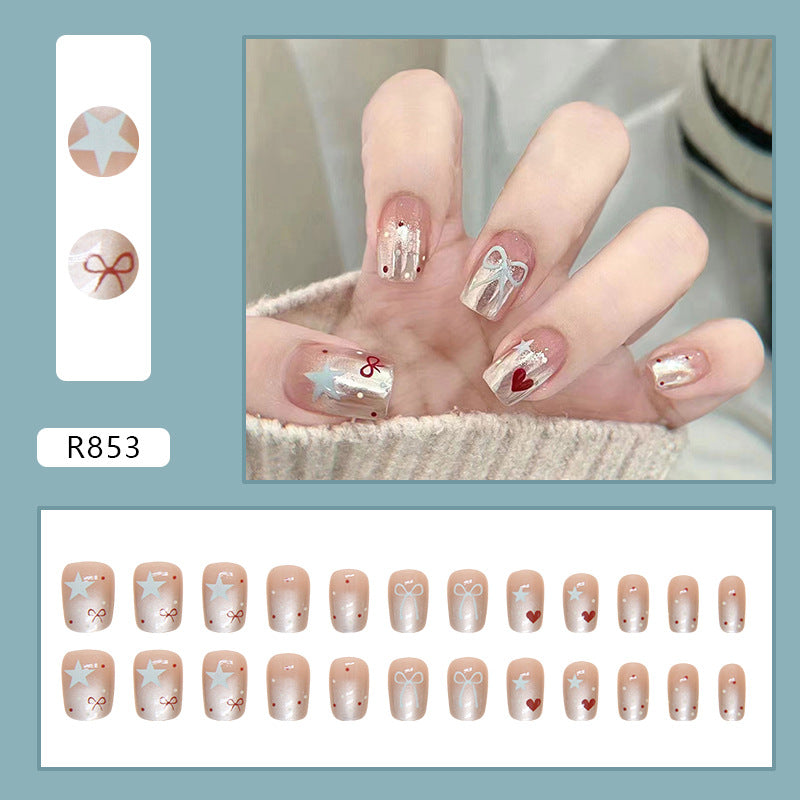 Cute Fresh Heart Bow Star Short T Nail Stickers