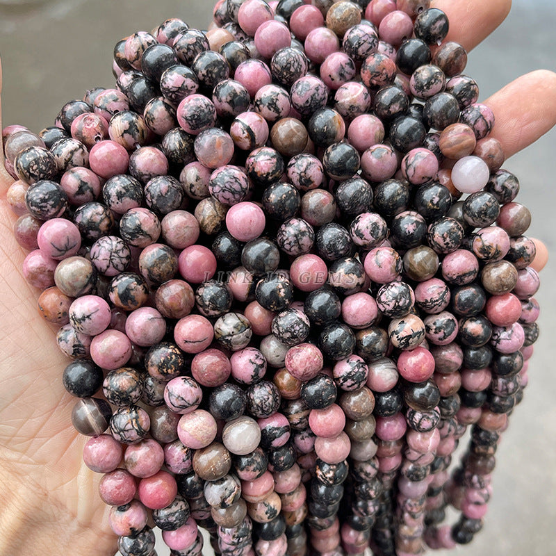 Rhodonite black line red stone round beads loose beads