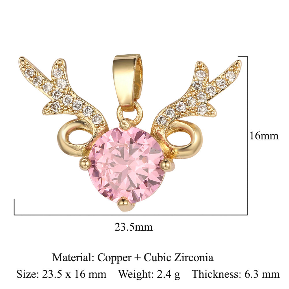 Copper zircon butterfly deer crystal pendant