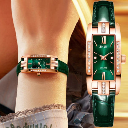 Elegant Square Small Green Women's Watch