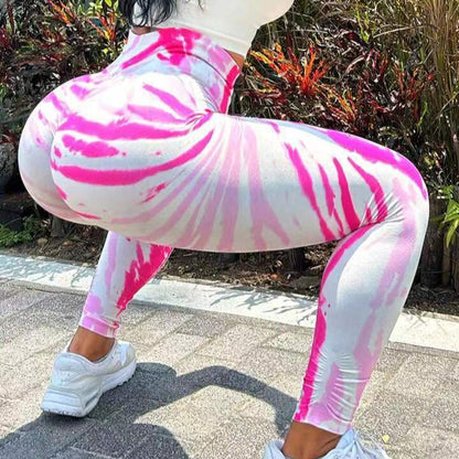 Seamless Peach Tie-Dye Yoga Pants