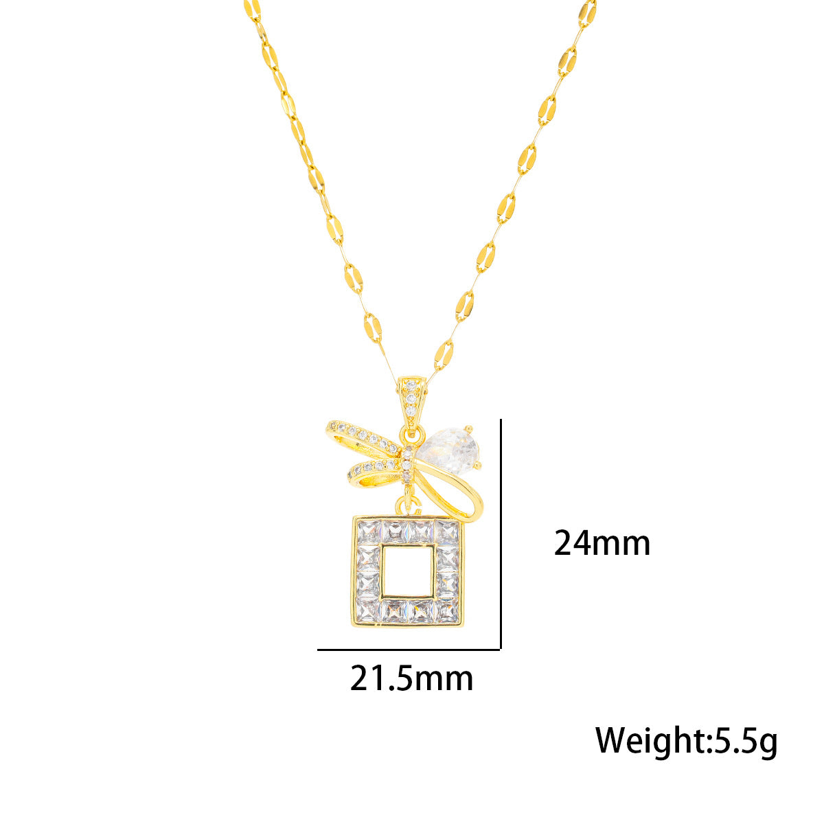 Geometric CZ Necklace Set, Chic Stainless Steel Pendant, New Design