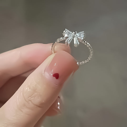 Cute bow open adjustable ring