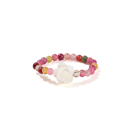 Natural color tourmaline shell rose ring