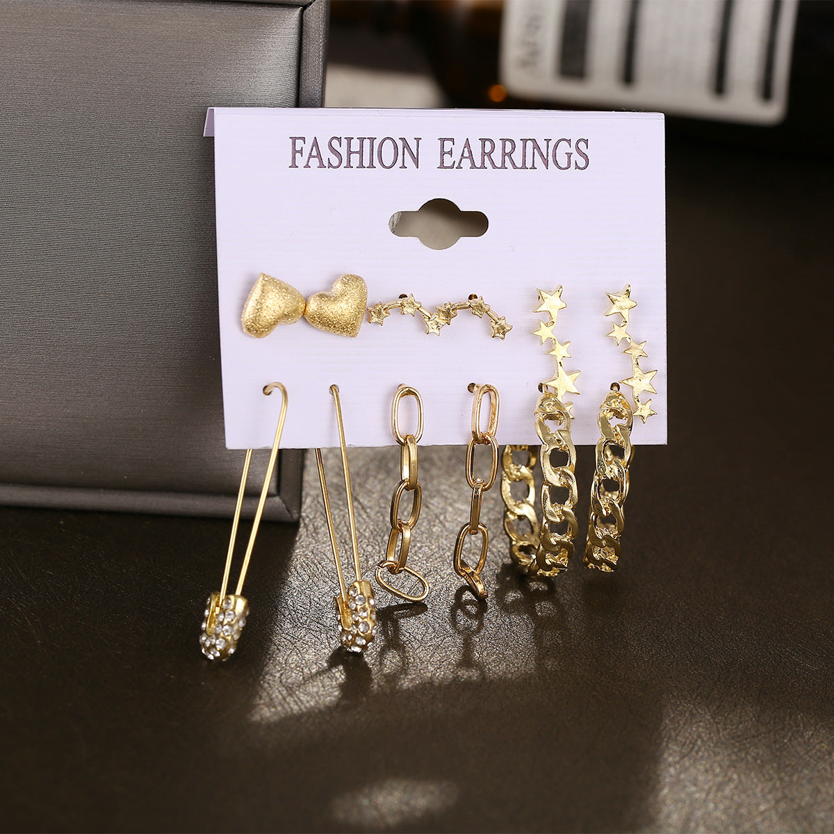 Safety pin earring set 6 pieces