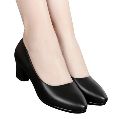 Women's work shoes black leather shoes