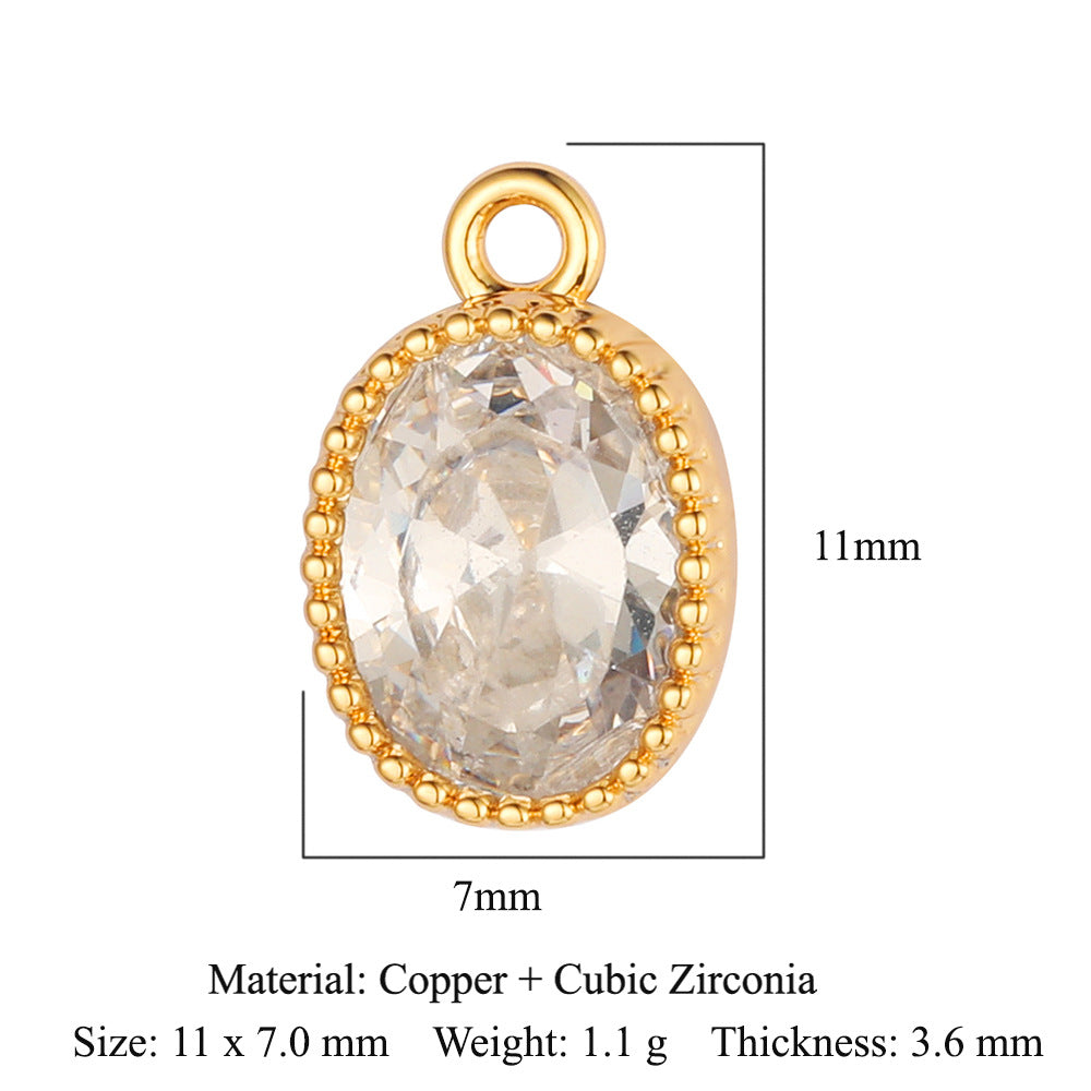 Copper zircon round oval pendant.