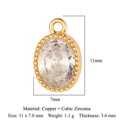 Copper zircon round oval pendant.