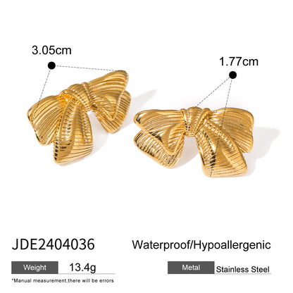 Brushed Stripe Bow Earrings