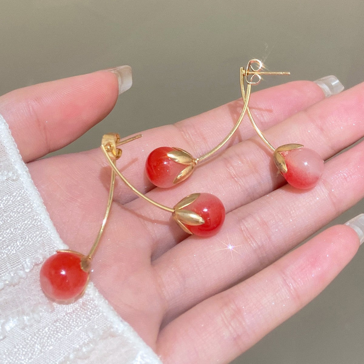 Pink tomato earrings