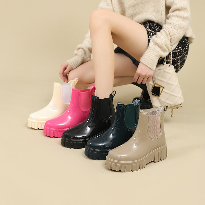 Rain shoes women's platform new candy color