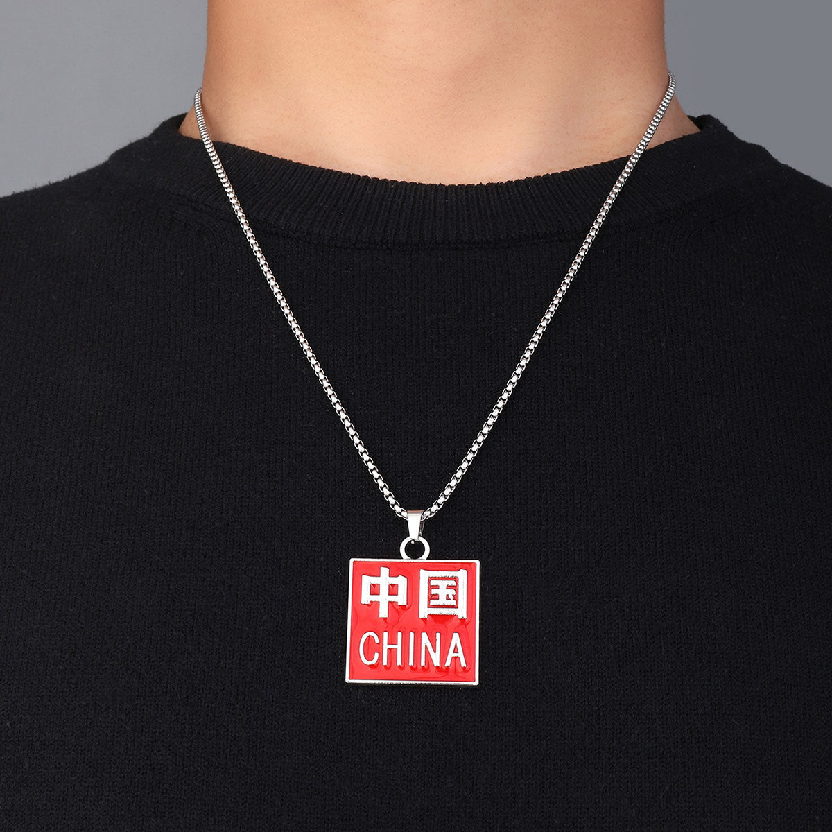 Titanium steel bear mahjong men's pendant necklace